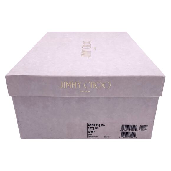 Jimmy Choo Annie 85 Ivory Satin Ankle Strap Heels EU 39.5 Wedding - Picture 9 of 10